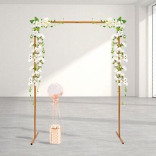 Square Wedding Arch, Gold Metal Framework Heavy Duty Backdrop Stand Garden