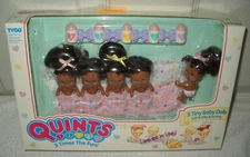 #10890 RARE NIB Vintage TYCO Quints 5 Tiny Baby Dolls African American 
