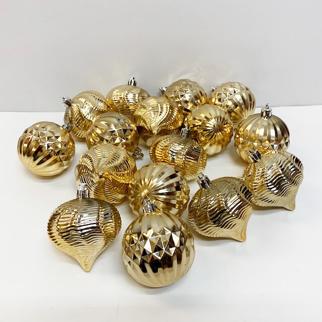 Set Of 16 Metallic Gold Non Breakable Christmas Tree Ornaments Balls