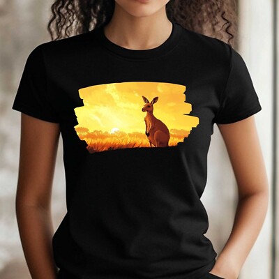 Frauen T-Shirt Känguru Motiv Baumwolle Größe S bis 3XL