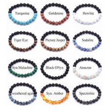 4PCS Dual-Colored Natural Stone Bracelet Unisex Beaded Accessory