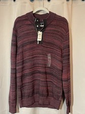 NEW International Concepts INC 1/4 Zip Snap Ribbed Sweater Large Burgandy NWT