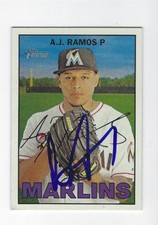 Autographed A. J. Ramos Miami Marlins 2016 Topps Heritage card #248 w/ COA