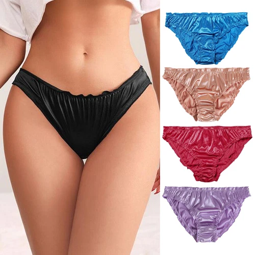 5 Stck. Damen Satinhöschen 11 Farben sexy glänzend Unterwäsche Slips Dessous Unterwäsche - Bild 1 von 30