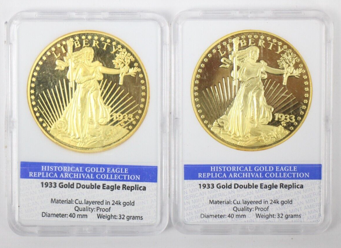 1933 24k Gold Plated Proof Saint Gaudens Style Copy American Mint