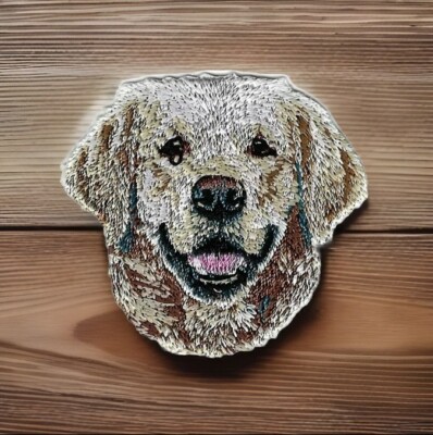 Golden Retriever Dog Patch Head Portrait Embroidered Iron on Sew on