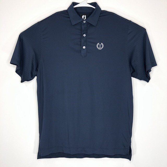 FootJoy FJ Lisle Blue Stripe Golf Polo Shirt Mens Size Medium | eBay