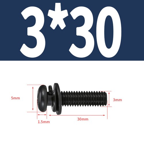 Black Steel Phillips Screws Bolts with Washers Metric M2 M2.5 M3 M4 M5 M6 M8 - Picture 28 of 71
