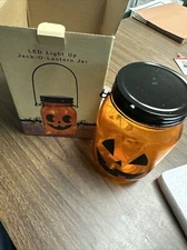 Cracker Barrel Lighted Pumpkin mason Jack-o-lantern Led Light Up Halloween Light