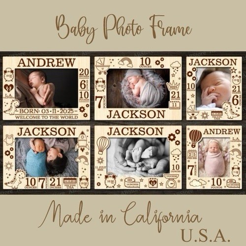 Personalized Baby Photo Frame Custom Newborn Stats Engraved Gift 4x6 ...