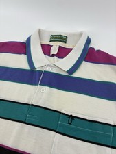 VNTG 80  s MUNSINGWEAR Large polo shirt striped Slammer USA penguin logo USA Made