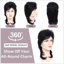 Mullet Wigs for Men Joe Dirt Emo Wig 80S Costumes Fancy Party Accessory Cospl...