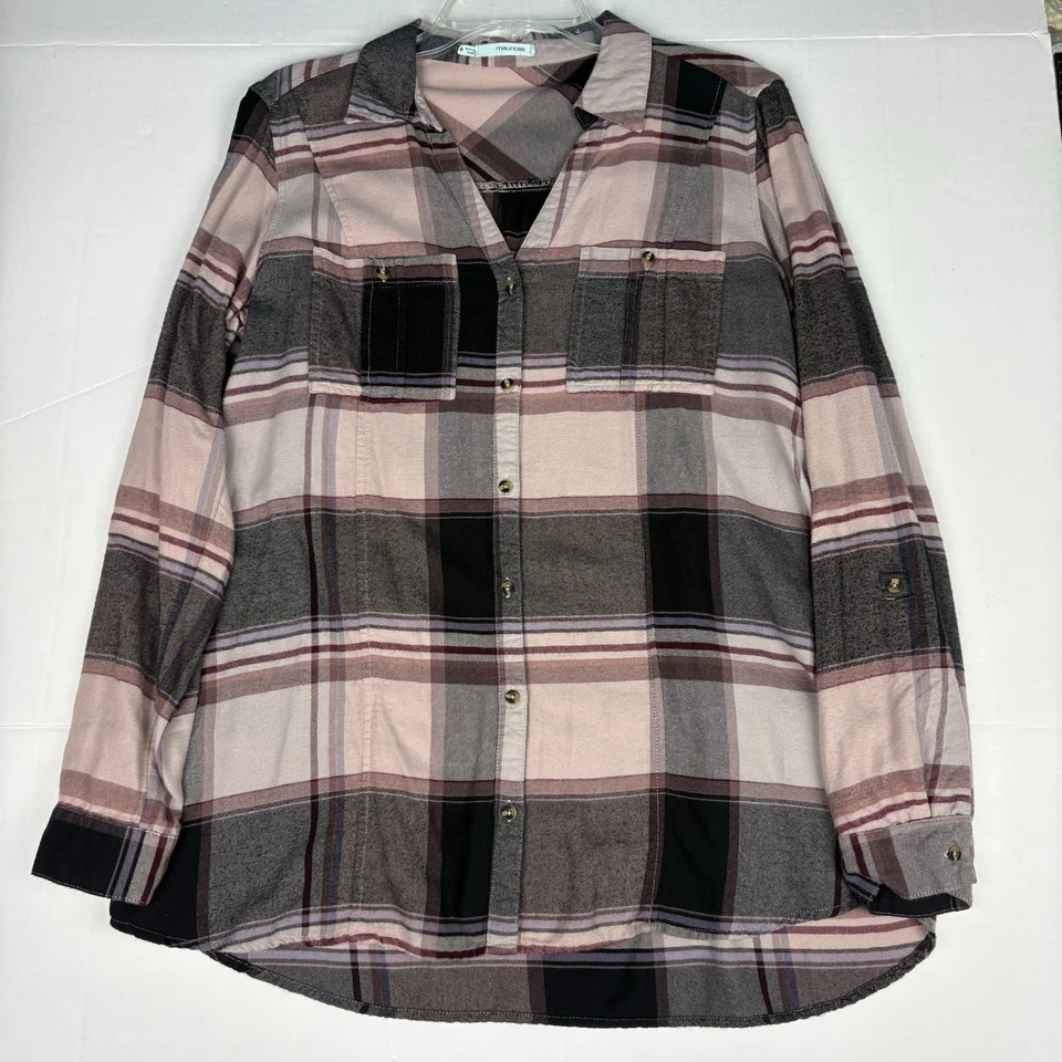 Camisa Harley Davidson Charlotte NC para mujer mediana reciclada franela a cuadros calavera Foto 2 de 4