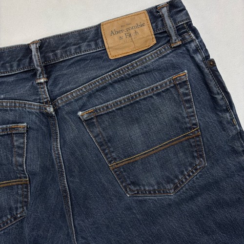 Abercrombie & Fitch Men's Straight Leg Button Fly Jeans Size 33x32 Dark Wash - Afbeelding 6 van 16