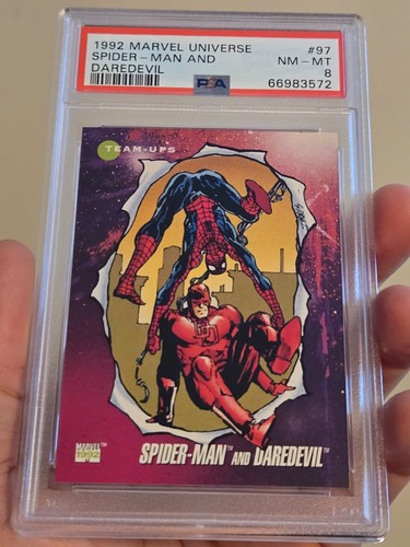 1992 IMPEL MARVEL UNIVERSE SERIES 3 SPIDER-MAN & DAREDEVIL #97 CARD PSA 8 NM-MT