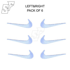 Swoosh White Embroidered Patch Left  Right 2.5" Size IronOn Pack of 6 Swooshes
