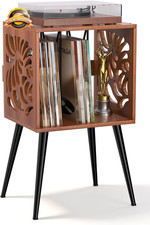 Stylish Record Player Stand with Storage, Holds 100 Vinyl Records