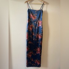 NEW Reformation Frankie Silk Maxi Navy Floral Dress Gown Lyric | US 0 UK 4