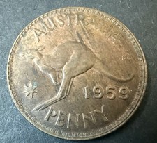 1959 Penny No Dot Australian PreDecimal Coin Ungraded (Lot 1716)