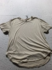 Wishlist Shirt Womens L Large Beige Short Sleeve Crew Neck