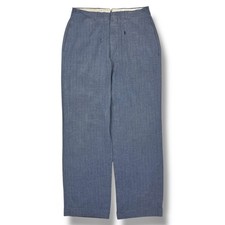 Vintage 50s Atomic Striped Cuffed Gabardine Pants Trousers Size 30x29 Sanforized