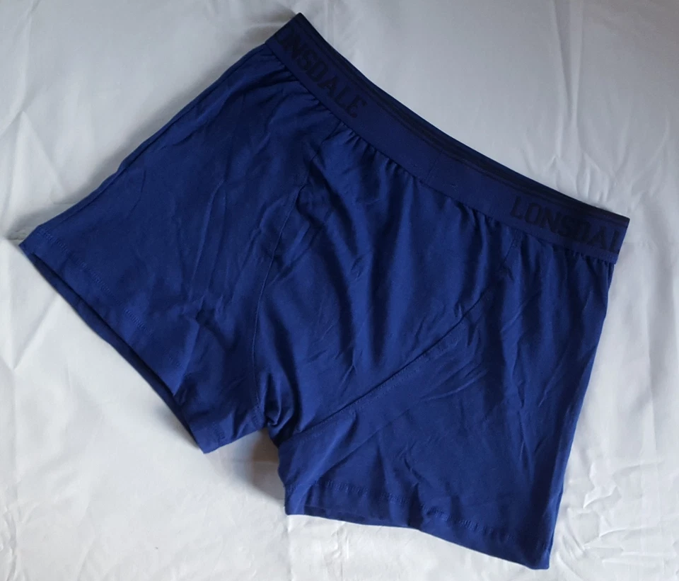 PARA HOMBRES LONSDALE TWILIGHT AZUL BOXER - PAQUETE DE 2 - BOTÓN MOSCA - TALLA XL Foto 3 de 4