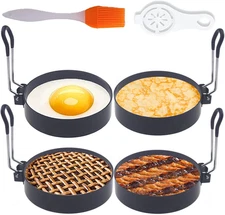 Egg Ring,4 Packs Upgrade Large 4" Egg Rings for Griddle Frying Egg,Non-Stick Sta