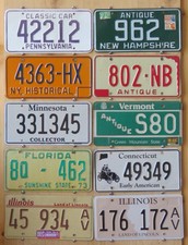 GROUP LOT OF 10 HISTORIC / ANTIQUE VEHICLE license plates  MIXED STATES