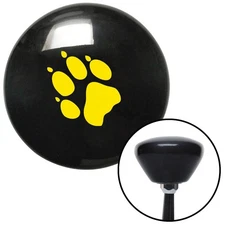 Yellow Paw Print Black Retro Shift Knob w/ M16x1.5 Insert Shifter Auto Manual