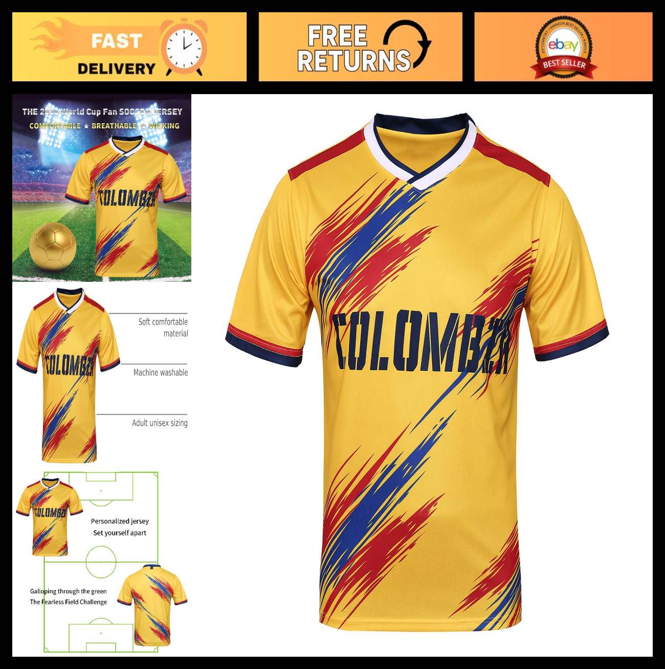 2026 World Cup Fan Soccer Jersey - Argentina, Brazil, Mexico, Canada & USA - Uni