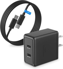 25W Super Fast Dual USB-C Wall Charger for Samsung Galaxy A17 A16 A15 A14 6.6FT