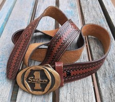 Solid Brass Snap-On Belt Buckle Western Style Leather Belt USA 42-47" SPP-455