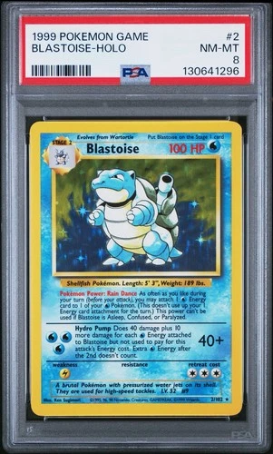 PSA 8 BLASTOISE 2/102 | Base Set Holo WOTC Graded Pokemon Card
