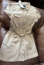 French Toast Girls Khaki Uniform Button Up Short Sleeve Dress Size 12