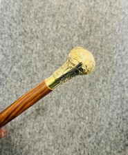 Antique Nautical Solid Brass Head Handle Vintage Wooden Walking Stick Cane