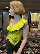 Yellow and black two piece dance or party dress size Small