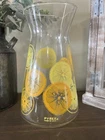 Vintage Glass PYREX Juice Carafe Pitcher. No Lid. Lemons Oranges Decanter