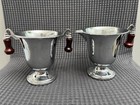 VTG MCM Farberware Stainless Steel Sugar/Creamer Set - Wood Handles ca. 1960s