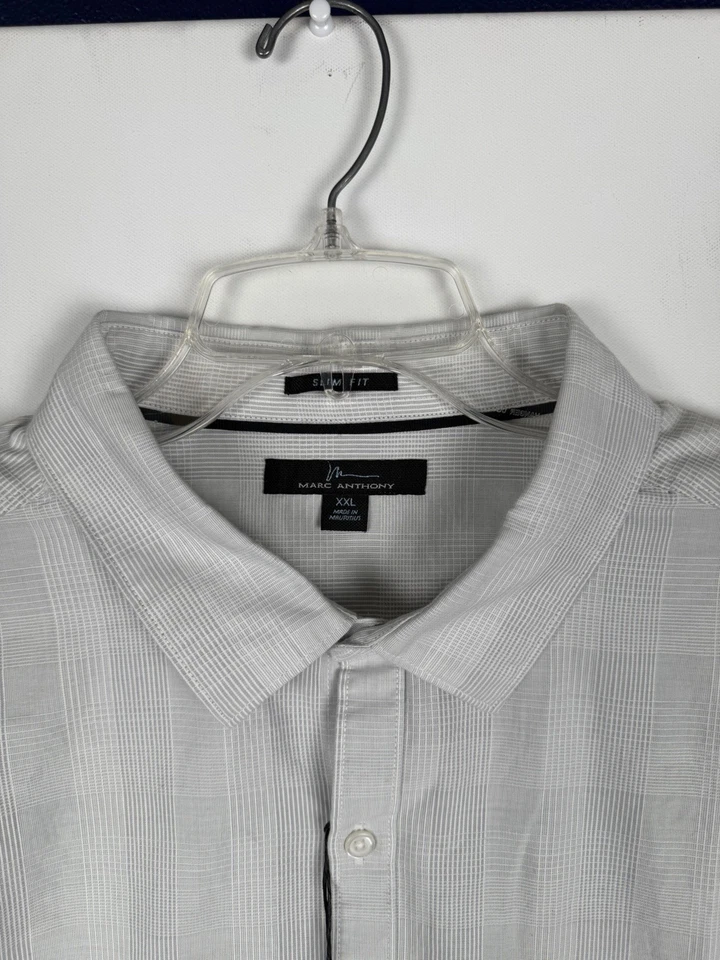 Camisa MARC ANTHONY Calce Ajustado Gris Manga Larga Abotonada, Nueva Con Etiquetas, Hombre’s XXL Foto 2 de 4