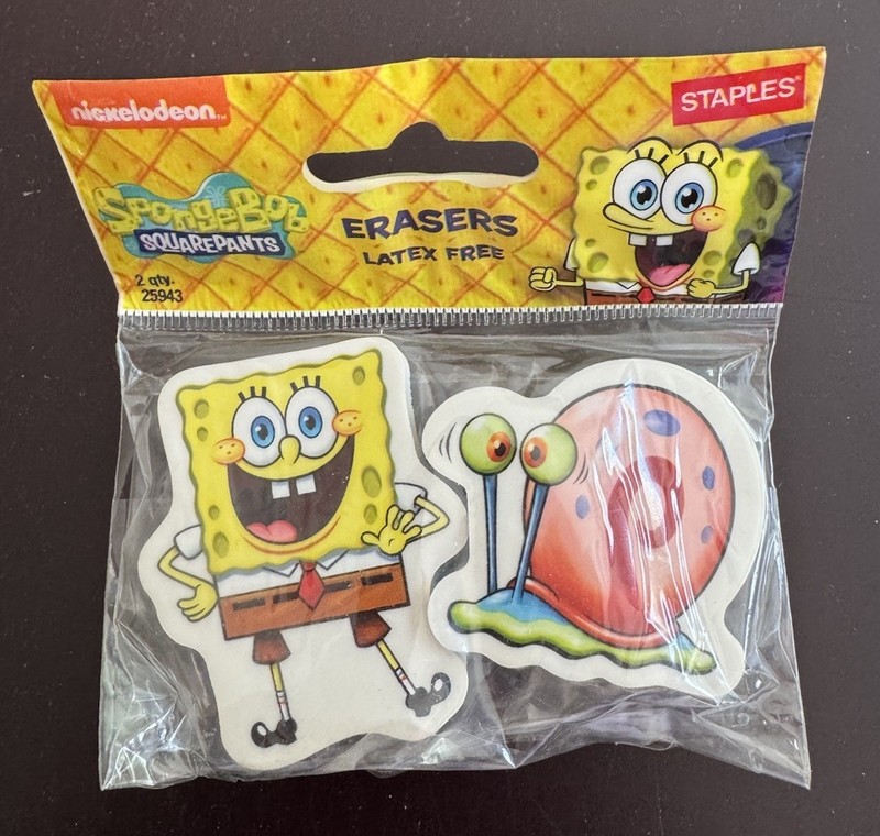 SpongeBob Squarepants Latex Free Erasers Pack of 2 New Lot Of 15