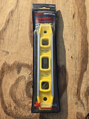 Vntg SEARS Craftsman USA 9  Magnetic Torpedo Level w/Pitch Vial Yellow 39882 VGC