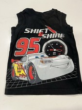 Disney Pixar Cars Sleeveless Top Black Silver Lightning McQueen 18 Months.