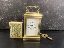 MINIATURE CARRIAGE CLOCK IN EXCELLENT CONDITION WITH KEY