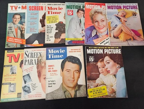 1950s TV & Movie Magazines! TV Headliner, Motion Picture, Movie Time! Free Ship!