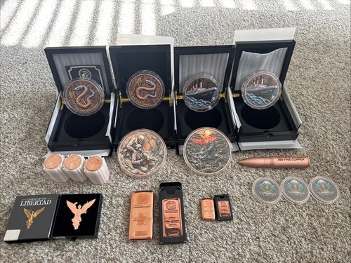 Copper Bullion Lot – Libertad, Titanic, Year of Snake, Kilo Bullet & Copper Bars