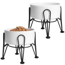 Elevated Dog Bowls, Ceramic Raised Dog Bowl Set with Anti-Slip and Non-Tip Me...