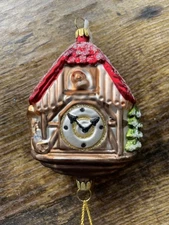 Glass Cuckoo Clock Christmas Tree Ornament Germany