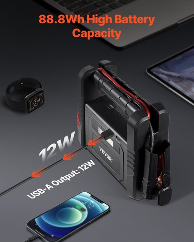 VEVOR Car Jump Starter 4000A Booster Jumper Box 88.8Wh Lithium Battery Pack - Picture 5 of 12