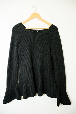 Ann Taylor Sweater XL Gray Bell Sleeves Witchy Goth Dark Fairy 