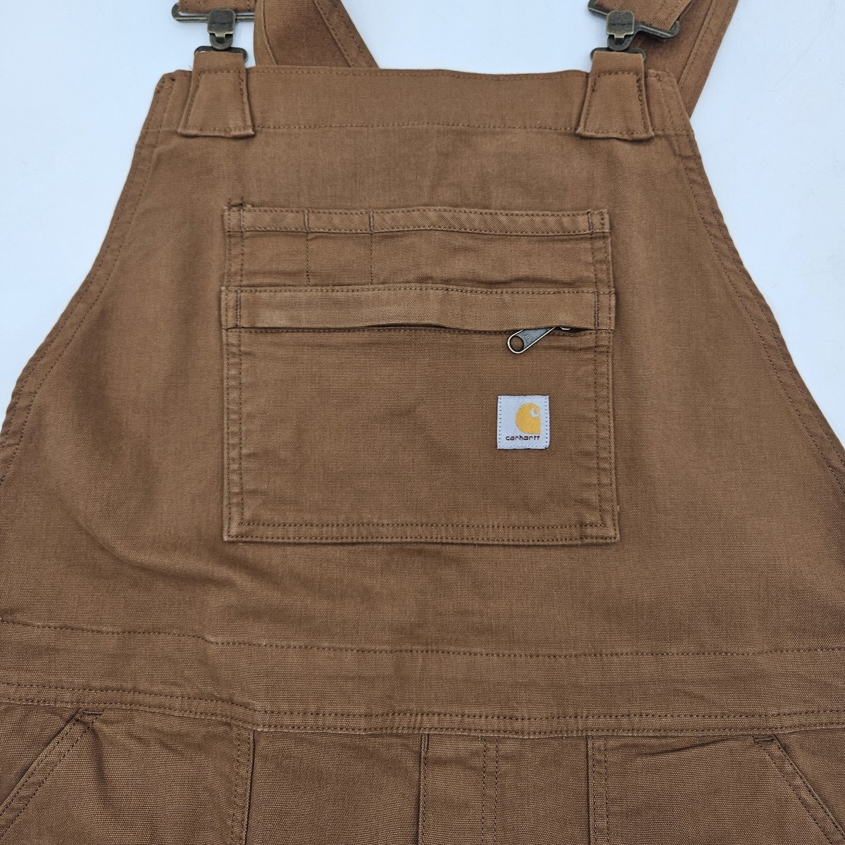 Carhartt Women's Relaxed Fit Brown Canvas Overall Shorts Size L